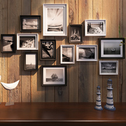 实木照片墙相框墙创意组合u相框客厅挂墙相框欧式现代简约相片墙