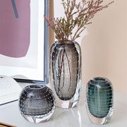 琉璃花瓶创意简约现代轻奢样板房客厅餐桌插干花，玻璃装饰品摆件