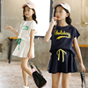 女童套裙夏季儿童运动短袖裙子，网球衣服亲子母女，姐妹洋气两件套裙