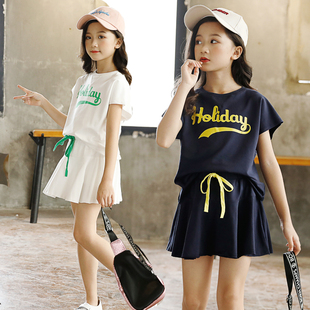 女童套裙夏季儿童运动短袖裙子网球衣服亲子母女姐妹洋气两件套裙