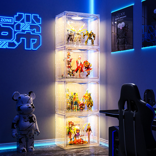 手办乐高展示柜家用装模型的防尘收纳盒子仿玻璃亚克力玩具陈列架