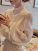 高级感法式白色衬衫女春秋季甜美优雅小衫别致设计感立领衬衣