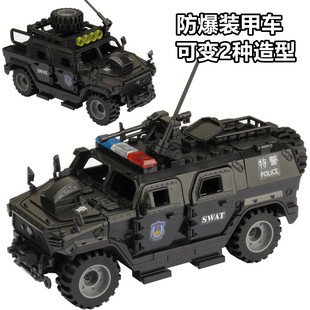 中国积木小人汽车悍马吉普玩具儿童特警越野装甲车拼装男孩子模型