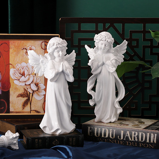 欧式少女天使树脂雕塑摆件，复古家居客厅酒柜装饰品桌面工艺品礼物