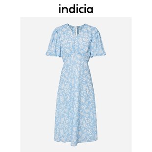 indicia法式碎花短袖，连衣裙印花夏季商场同款标记，女装5b305lq168