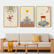 新中式客厅沙发背景墙装饰画竖版玄关年年有余中国风花开富贵挂画