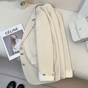 奶白色西装外套女2024春季韩版设计感小众时尚气质通勤小西服