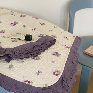 韩式复古花边纯棉床盖，三件套夹棉绗缝，加厚床单加大四季款可机洗
