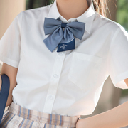 梗豆物语 jk制服圆领丸襟尖领 短袖学生 女白米白色衬衫