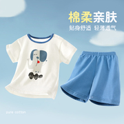 儿童短袖套装纯棉透气夏季薄款男女童宝宝，短裤婴儿衣服休闲两件套