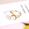 欧美夸张戒指女花蕊珍珠开口创意设计饰品铜电镀指环