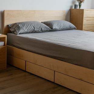 无即所有日式极简实木床1.5米北欧主卧1.8米双人原木带抽屉储物床
