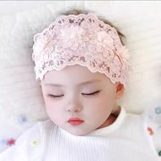 婴儿发带护囟门帽0一6一12个月女宝宝满月周岁公主蕾丝假发发饰帽