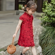 儿童中国风童装民国风汉服古装女童夏季薄款短袖宝宝复古旗袍唐装