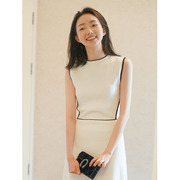 无袖白色t恤裙子韩版连衣裙，女气质法式2023年打底衫短裙夏季