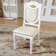 欧式白色黄玉大理石餐桌椅组合 长方形实木餐Q桌一桌4椅6椅