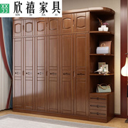 实木衣柜平开门三四五六门中式大衣橱家用木质经济型卧室储物家具