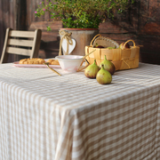 北欧美式地中海乡村田园棉麻亚麻，格子盖巾西式餐桌布餐巾餐垫台布