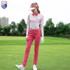 春秋zg6高尔夫女装球服女士运动球衣，套装翻领长袖，t恤桃红色长裤女