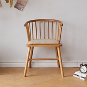 北欧日式实木餐椅原木白橡木(白橡木)创意椅子靠背椅，书房咖啡厅简约公主椅