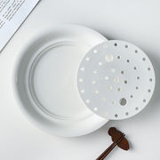 家用陶瓷饺子盘大号双层沥水盘子创意10寸水饺盘菜盘蒸盘蒸架蒸片