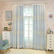 韩式温馨卧室遮光隔热防晒窗，帘布北欧简约小清新双层布纱一体客厅