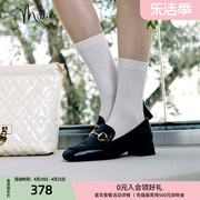 millie's/妙丽通勤羊皮时尚英伦风粗跟小皮鞋女单鞋LZE40CA2