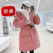 反季羽绒9服女中长款2020年韩版大码修身加厚真大毛领外套潮