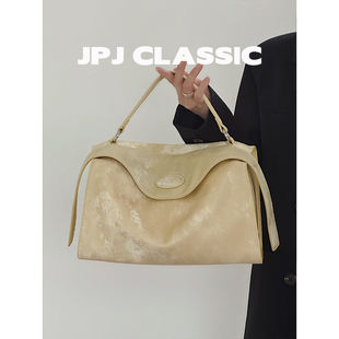 jpjclassic牛皮波士顿包女单肩斜挎枕头包复古风手提通勤包