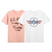 夏季复古印花airforce空军一号美国空军迷纯棉圆领短袖T恤男