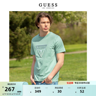 GUESS  男简约宽松字母LOGO重磅圆领短袖T恤上衣-MN2K8406K