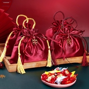 红色新年福袋绒布，饰品珠宝玉器包装袋文玩喜糖，平安抽绳收纳袋