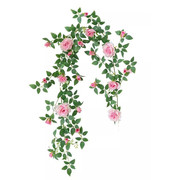 仿真玫瑰花藤蔓客厅阳台空调管道庭院遮挡装饰假花藤条墙壁挂绿植