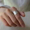 原创手工纯银指环990足银，时尚云丝纹宽版锤纹，戒指男女开口食指戒