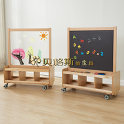 幼儿园美术室儿童木制移动屏风，涂鸦板画画板磁性黑板白板涂鸦架