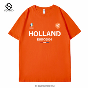2024荷兰队t恤国家队欧洲杯足球迷，服德容范迪克德佩短袖男女半袖