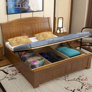 加厚橡木实木床1.8米双人床家用卧室木床1.5m高箱储物床工厂