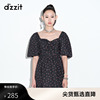 dzzit地素 奥莱夏款黑色印花连衣裙女3D2O5096A
