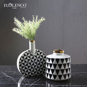创意北欧简约电镀花纹花瓶摆件时尚现代样板房家居艺术品装饰花器
