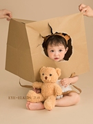 儿童摄影服装趣味纸袋创意主题宝宝拍照服装百天周岁照艺术照