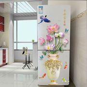 冰箱翻新贴纸防水中国风古典花瓶双门自粘玻璃面橱柜贴画墙纸贴画