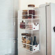 半宅磁吸冰箱架侧挂架抽拉铁艺烤漆置物架咖啡器具调味料饮品收纳