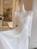 法式优雅白色连衣裙女2023年重工串珠吊坠名媛气质披肩外套两件套