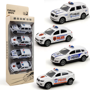儿童玩具合金小汽车模型回力车子警车POLICE CAR套装幼儿园小礼物