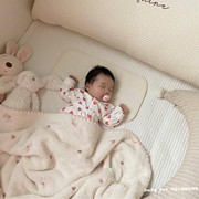 ins韩国婴儿盖毯春秋冬幼儿园小被子新生儿宝宝抱毯午睡刺绣绒毯