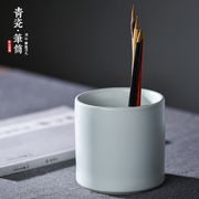 复古中国风超大容量陶瓷汝窑多功能毛笔笔筒学生创意办公桌面收纳