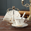 欧式咖啡杯碟套装英式简约陶瓷杯金边下午茶杯，茶具红茶杯送架