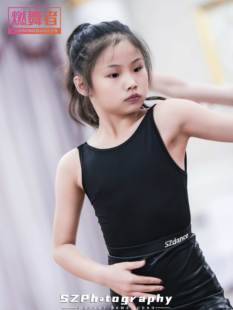 SZDANCE拉丁训练服黑色高级女童舞蹈服儿童套装练功服木耳裙