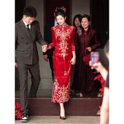 2023秋款高端精致正式场合新中式，敬酒礼服结婚红色，改良旗袍连衣裙