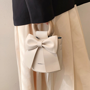 小众蝴蝶结包包女2023斜挎包仙女包时尚质感白色手提包水桶包